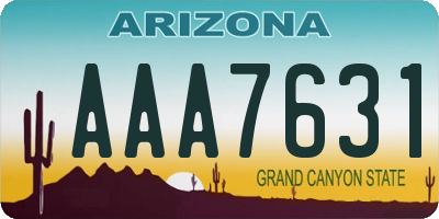 AZ license plate AAA7631