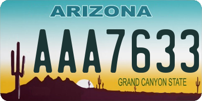 AZ license plate AAA7633