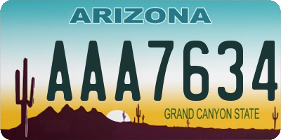 AZ license plate AAA7634