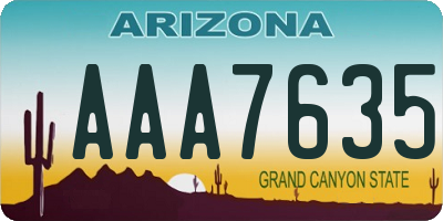 AZ license plate AAA7635