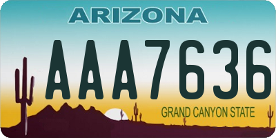 AZ license plate AAA7636