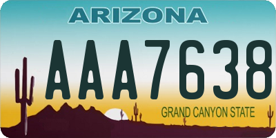 AZ license plate AAA7638