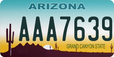 AZ license plate AAA7639