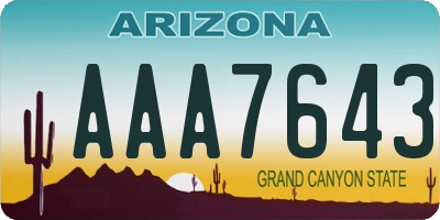 AZ license plate AAA7643