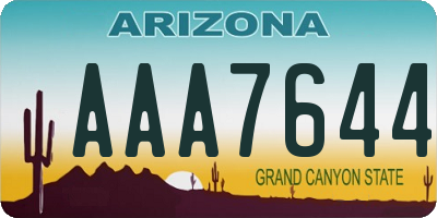 AZ license plate AAA7644