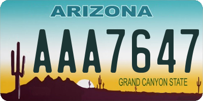 AZ license plate AAA7647