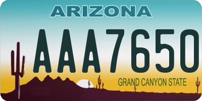 AZ license plate AAA7650