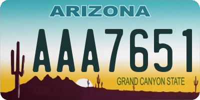 AZ license plate AAA7651