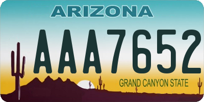 AZ license plate AAA7652