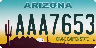 AZ license plate AAA7653