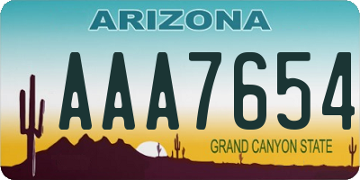 AZ license plate AAA7654