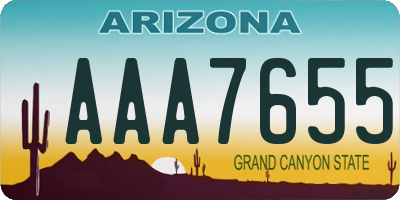 AZ license plate AAA7655