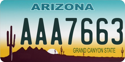 AZ license plate AAA7663