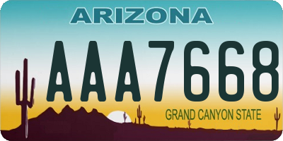 AZ license plate AAA7668