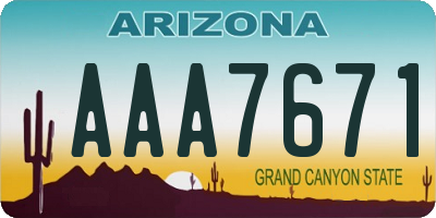 AZ license plate AAA7671