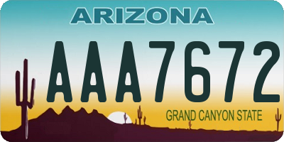 AZ license plate AAA7672