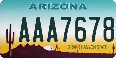 AZ license plate AAA7678