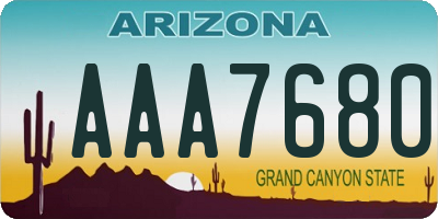 AZ license plate AAA7680