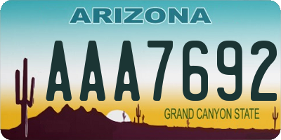 AZ license plate AAA7692