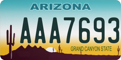 AZ license plate AAA7693