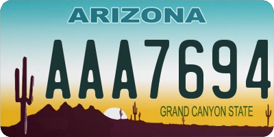 AZ license plate AAA7694