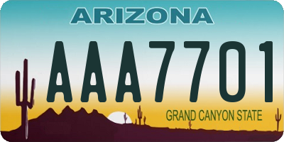 AZ license plate AAA7701