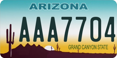 AZ license plate AAA7704