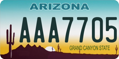 AZ license plate AAA7705