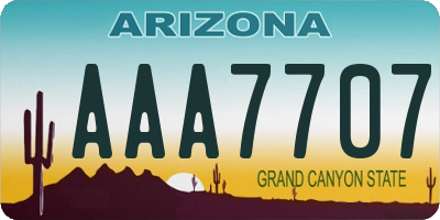 AZ license plate AAA7707