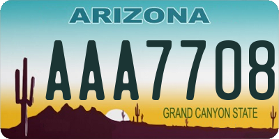 AZ license plate AAA7708