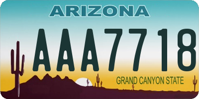 AZ license plate AAA7718