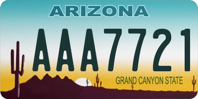 AZ license plate AAA7721