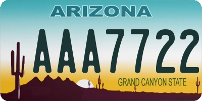AZ license plate AAA7722