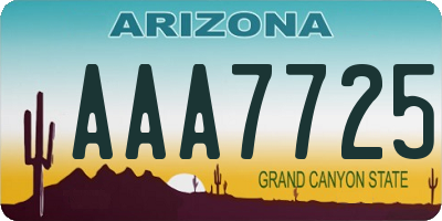 AZ license plate AAA7725