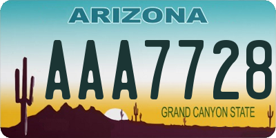 AZ license plate AAA7728