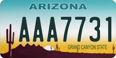 AZ license plate AAA7731