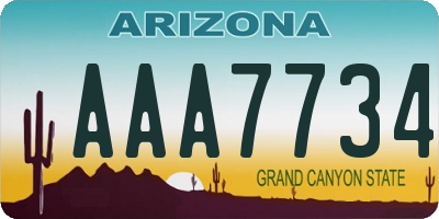 AZ license plate AAA7734