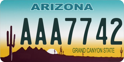 AZ license plate AAA7742