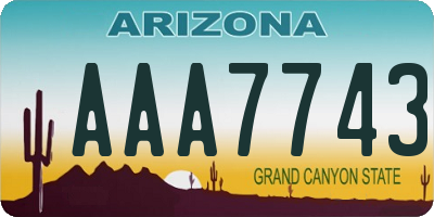 AZ license plate AAA7743