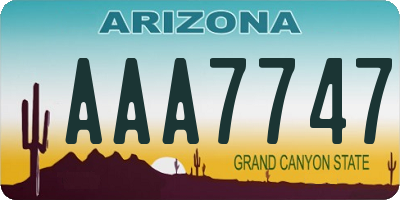 AZ license plate AAA7747