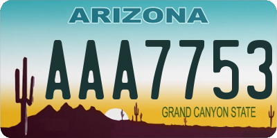 AZ license plate AAA7753