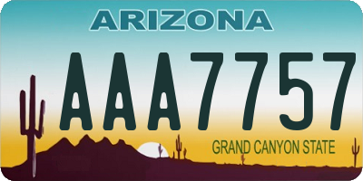 AZ license plate AAA7757