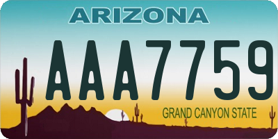 AZ license plate AAA7759