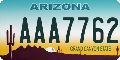 AZ license plate AAA7762