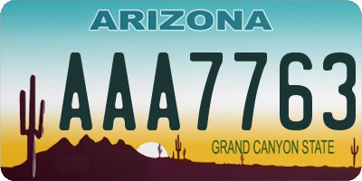 AZ license plate AAA7763