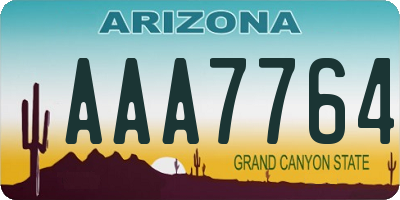 AZ license plate AAA7764