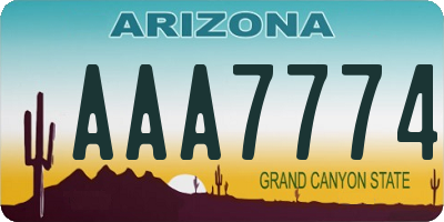 AZ license plate AAA7774