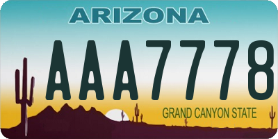 AZ license plate AAA7778