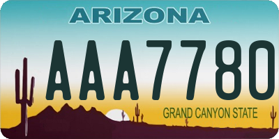 AZ license plate AAA7780