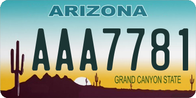 AZ license plate AAA7781